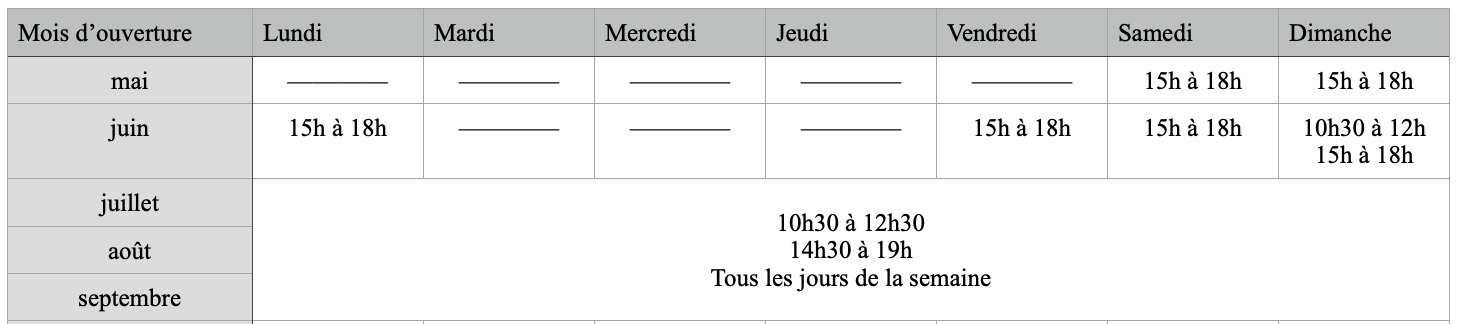 Horaires PI